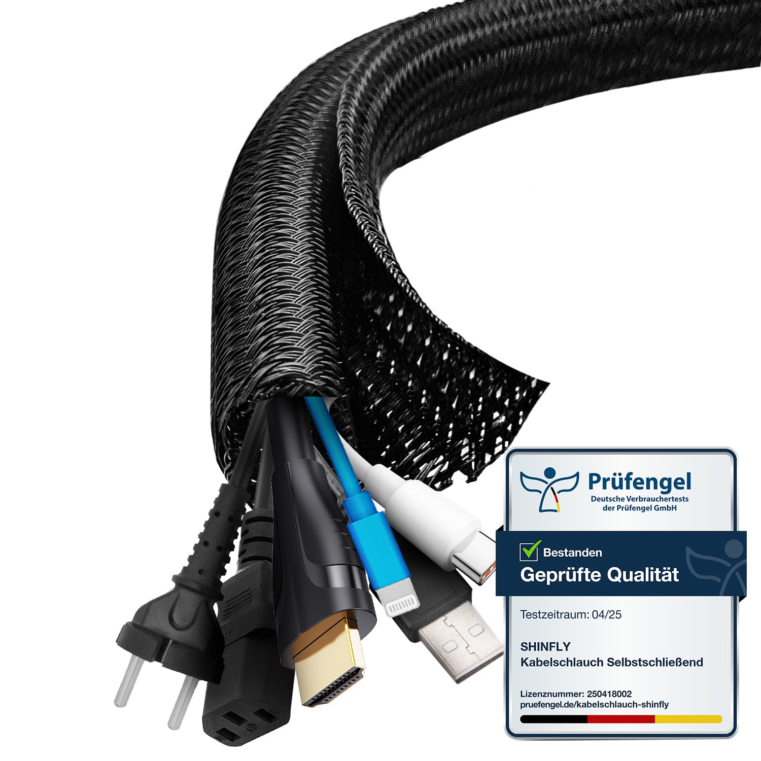 shinfly Cable Tidy Sleeve, 13mm/∅0.51"-3m/9.84ft Cable Management Sleeve, Wire Loom Self-Closing Tube Wire Organizer for TV PC Home, Black