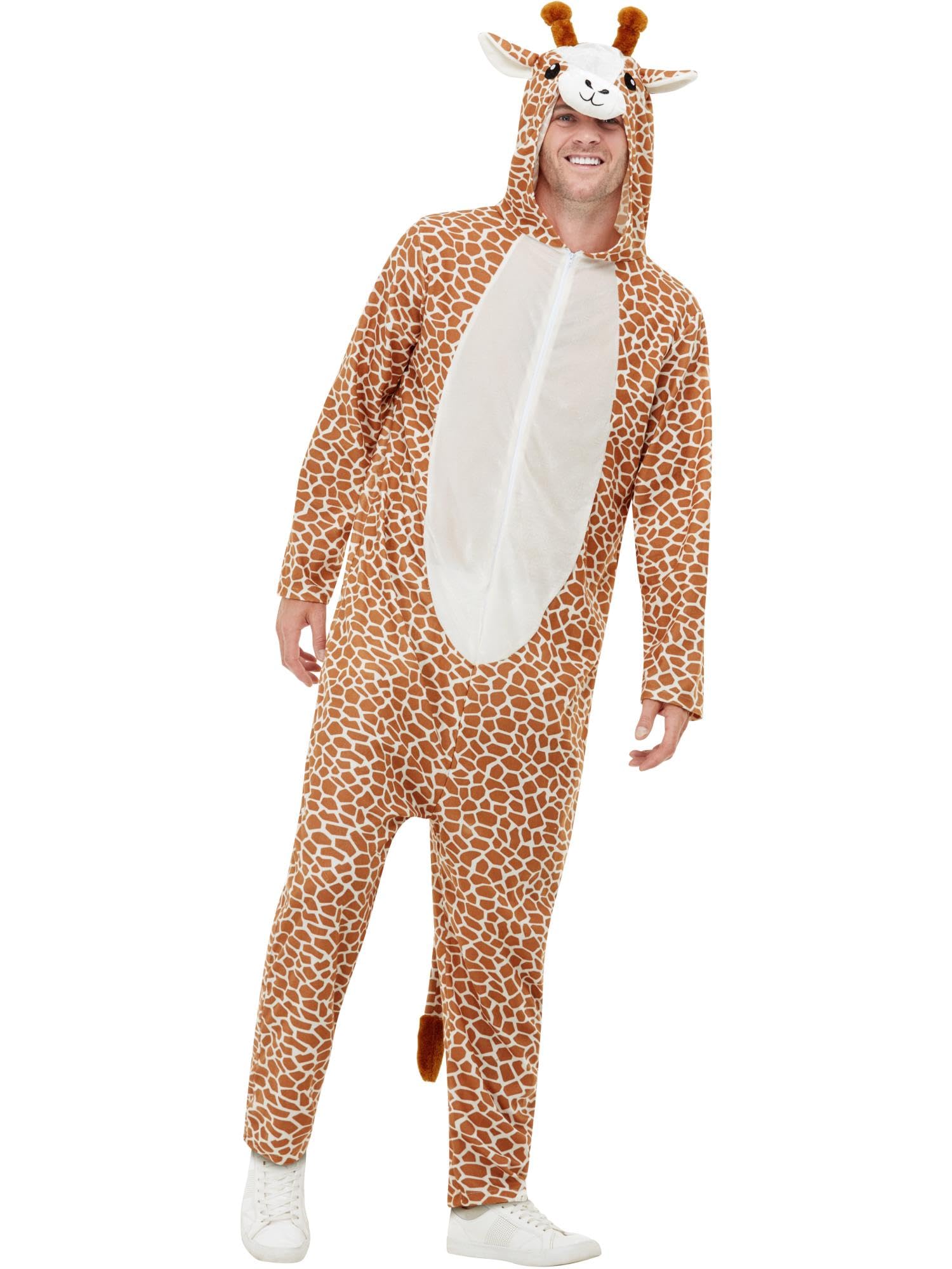 Smiffys Giraffe Costume, Brown with Hooded Jumpsuit, Party Animals Fancy Dress, Animal Dress Up Costumes