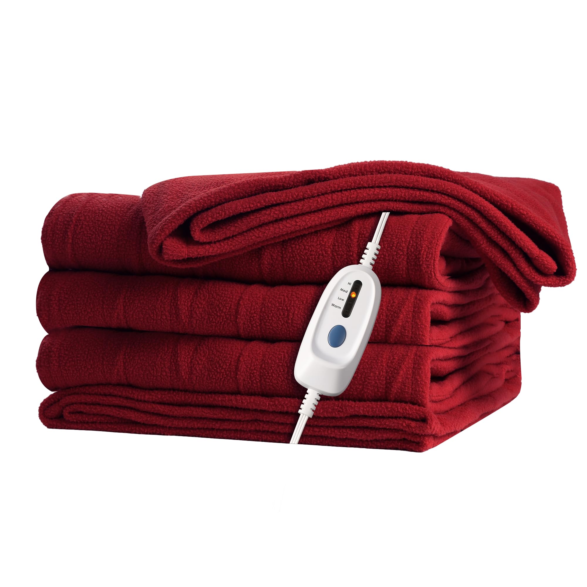 View 1 of ***USED, MINOR DAMAGE, NO REMOTE***McJaw Electric Heated Blanket 72"x 84" Full Size, 4 Heating Levels and 10-Hour Auto Off, Lightweight and Breathable - Burgundy