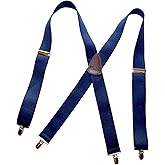 1 1/2" Wide Classic Series Holdups Suspenders for Men in X-back style w/USA Patented No-slip® Silver Clips