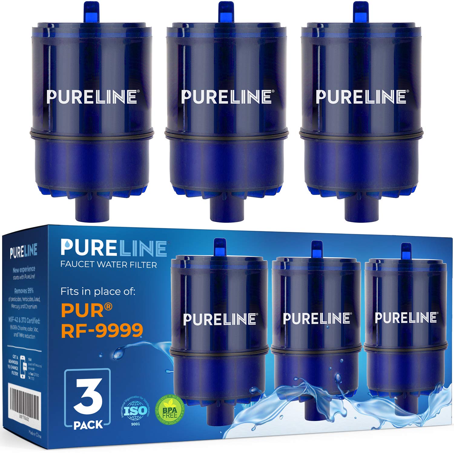 PURELINE RF9999 and RF3375 Water Faucet Replacement Filters. Compatible with PUR RF9999 & RF3375 Water Faucet Filters, PUR Classic, Advanced, and Horizontal Faucet Mounts. (3 Pack): Industrial & Scientific