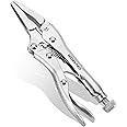 WORKPRO 4-1/2 inch Mini Long Nose Locking Pliers, Chromium-Vanadium Steel Locking Pliers, Locking Adjustable Vise Grips for C
