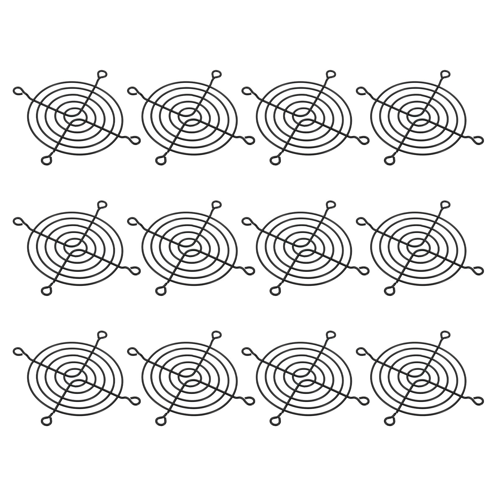 PATIKIL 80mm Fan Finger Grill, 12 Pack Metal Grill Protector Guard Fan Protective Cover for 80x80mm Exhaust Fans for Equipment Computer DIY, Black