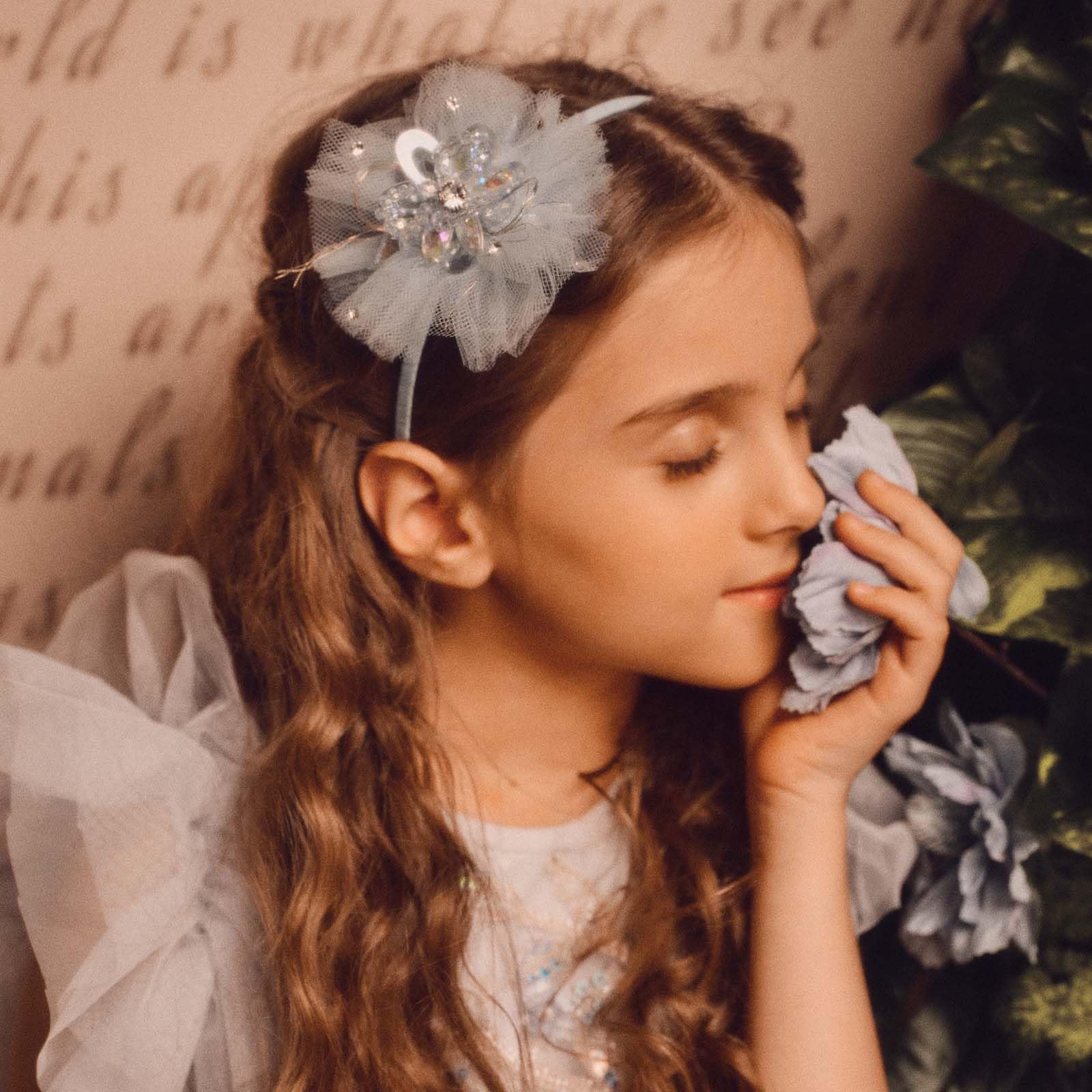 Photo 1 of TUTULAND Glitter Headbands for Girls - Blue Headband for Girl Sequin Flower Girl Kids Hair Accessories Sparkling Hairbands for Wedding Birthday Photography Prop