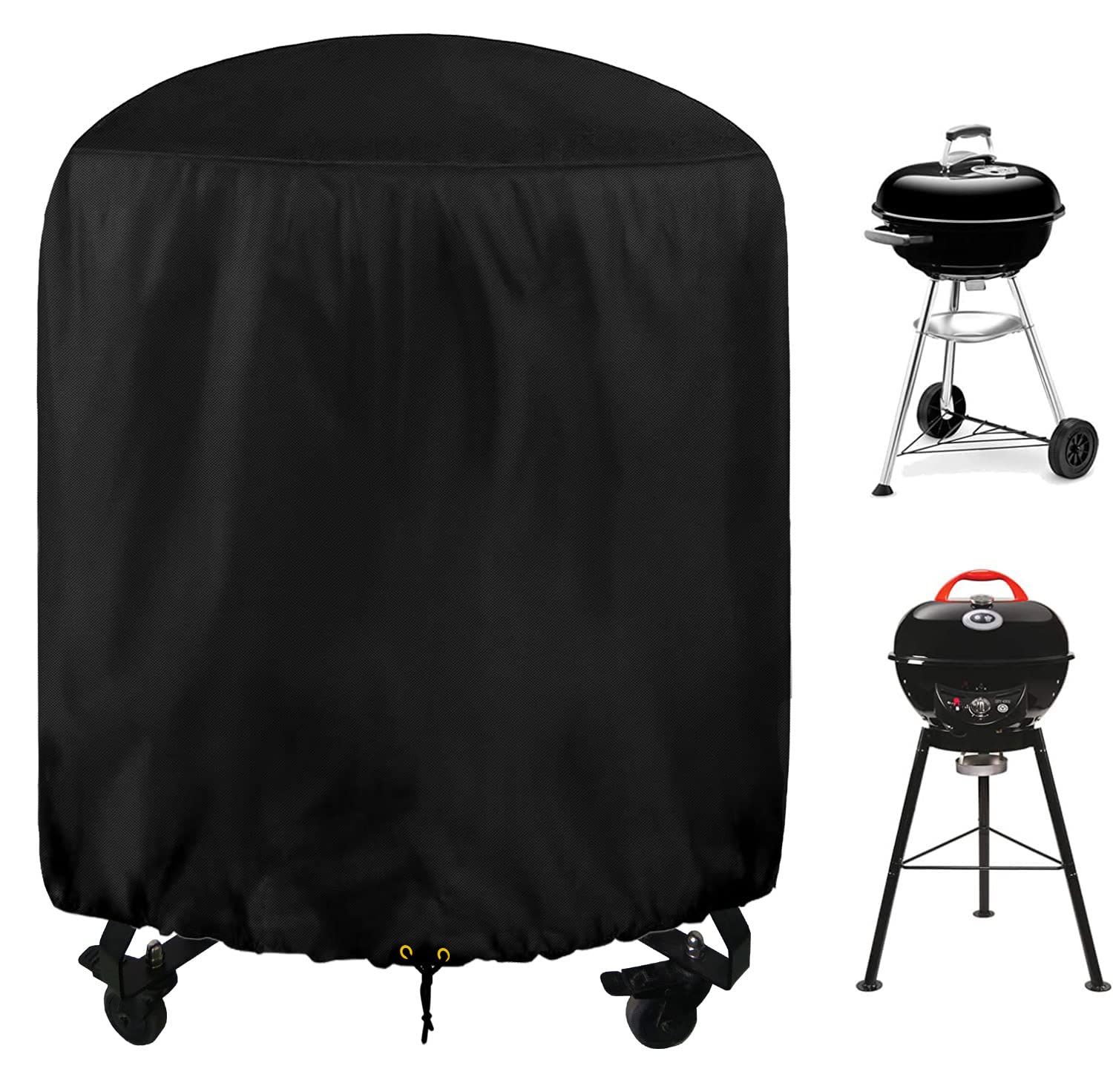 RICHIE Round Barbecue Cover, Kettle BBQ Cover 73x71cm Waterproof Heavy Duty 420D Oxford Fabric Round Gas Grill Covers with Drawstring Cord, Outdoor Grill Cover UV Resistant, Windproof & Rip-Proof
