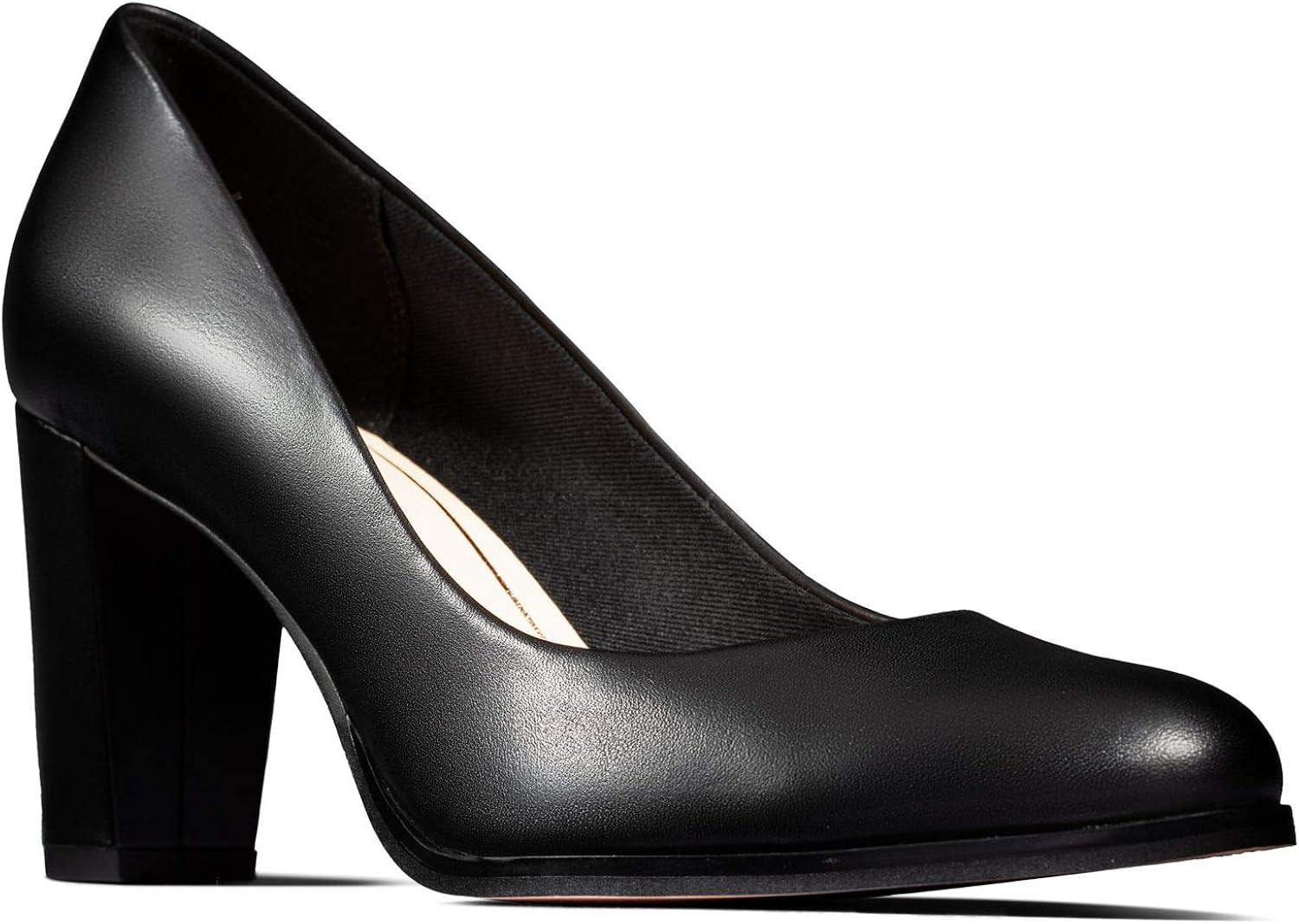 clarks block heel court shoes