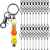 DNLEGULI 80 Pcs Beadable Keychains Bulk Kit – DIY Keychain Making Supplies with Metal Blanks for Crafts, Jewelry, Charms, Custom Projects – Blank Chain Bars for Beaded Keychain Design (Gray)