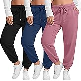 Yearntown Plus Size Joggers for Women Sweatpants Baggy Lounge Pants Elastic Waist Drawstring Workout Casual Pant with Pocket