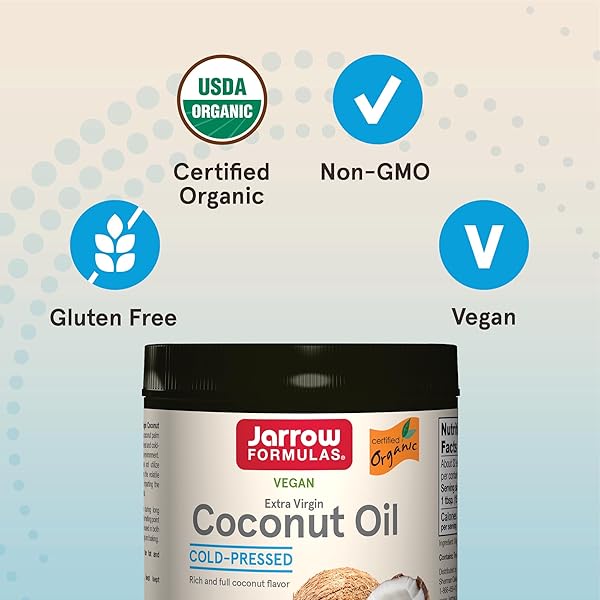 JARROW FORMULAS 100% ORGANIC COCONUT OIL, SUPPORTS CARDIOVASCULAR HEALTH, EXTRA VIRGIN, 16 OUNCE