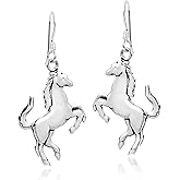 AeraVida Prancing Equine Horse Sterling Silver Dangle Earrings | Animal Earrings Unisex | Gift for Birthday, Anniversary