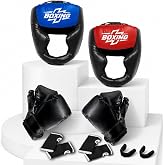 12pcs Boxing Headgear, guantes de boxeo,Mouth Guards&amp; Hand Wraps Boxing Equipment Set - PU Leather Boxing Protective Gear for Training, Sparring &amp; MMA，Boxing Gloves