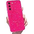 MINSCOSE for Samsung Galaxy S22 Magnetic Neon Phone Case[Compatible with Magsafe],Cute Bling Glitter Thin Slim Shockproof TPU Sparkly Cover for Women Girl for Samsung Galaxy S22 6.1 INCH-Hot Pink