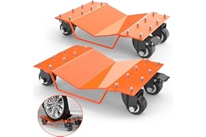 Car Wheel Dolly Set of 2, 4000LBS Heavy Duty Wheel Dollies with 360° Rotational Wheels for Moving Cars, Trucks, Motorcycles, 