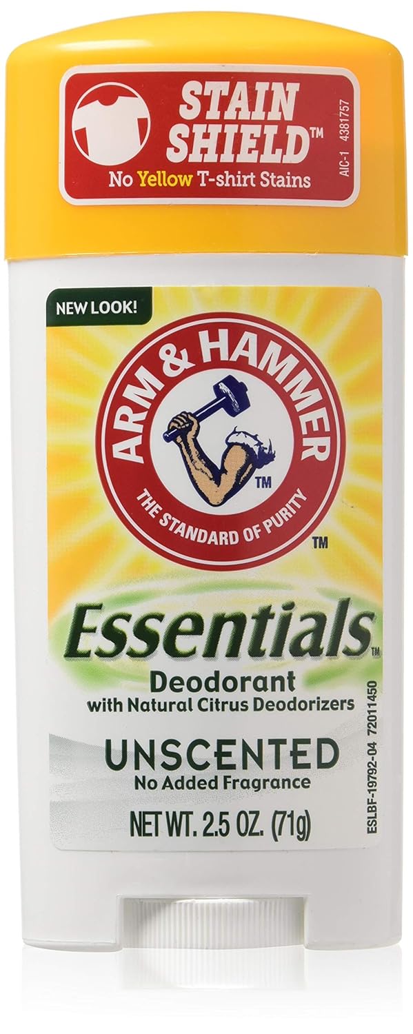 Arm & Hammer Essentials Antiperspirant Deodorant, Unscented 2.5 Oz