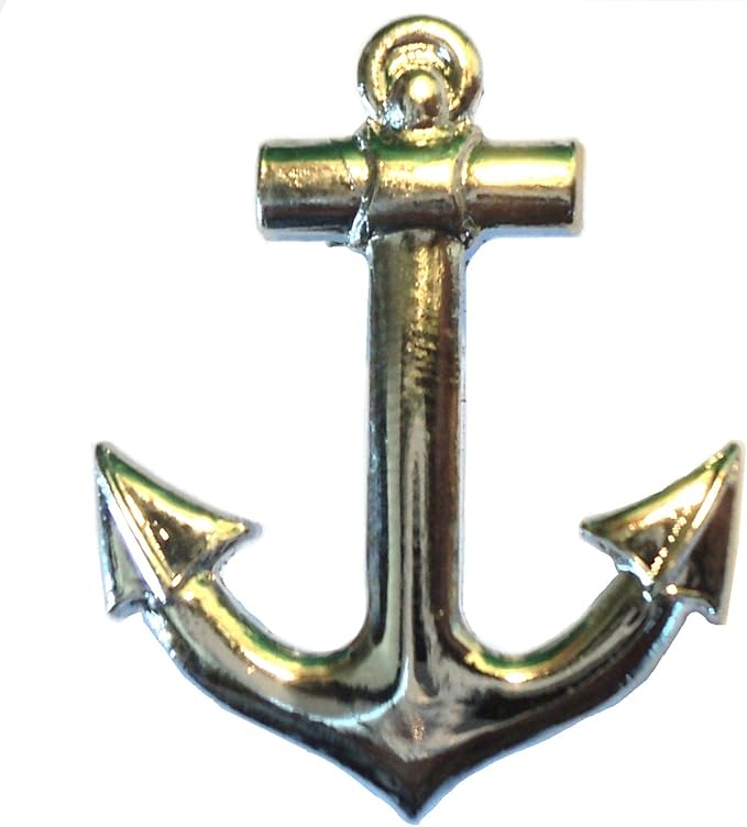 Metal Enamel Pin Badge Brooch Sea Ship Boat Anchor (Chrome Finish