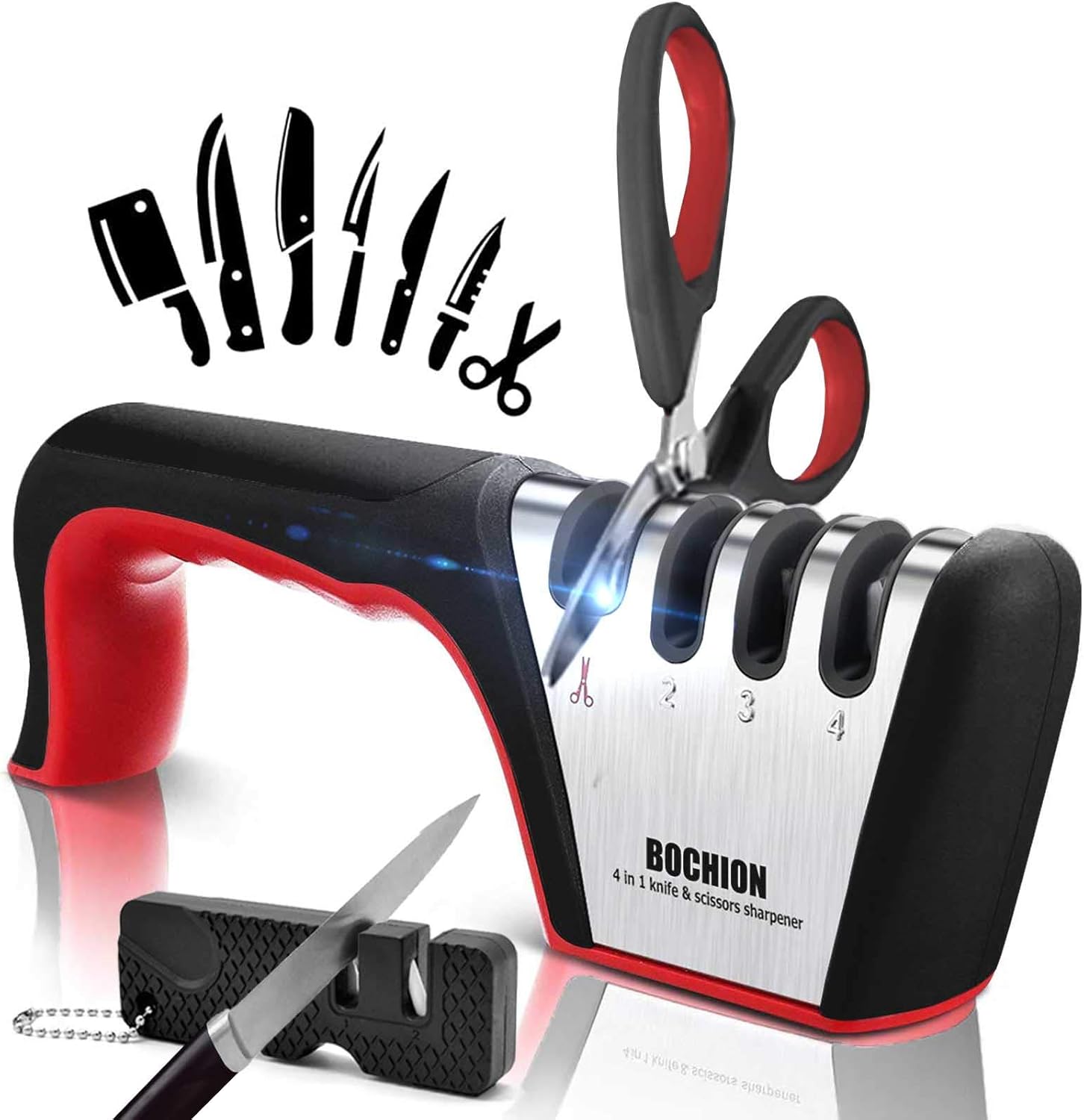 Knife Sharpeners, 4 in 1 Kitchen Knife Sharpener, Portable Pocket