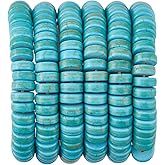 SUPERFINDINGS 2 Strands About 230PCS Turquoise Beads 8x3mm Flat Round Gemstone Spacer Loose Beads Heishi Disc Stone Bead for Bracelets Necklace Earring Jewelry Making Beading Kit Crafts, Hole: 1mm