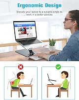 Babacom Laptop Stand Ergonomic Foldable Height Adjustable Ventilated Aluminium view 2
