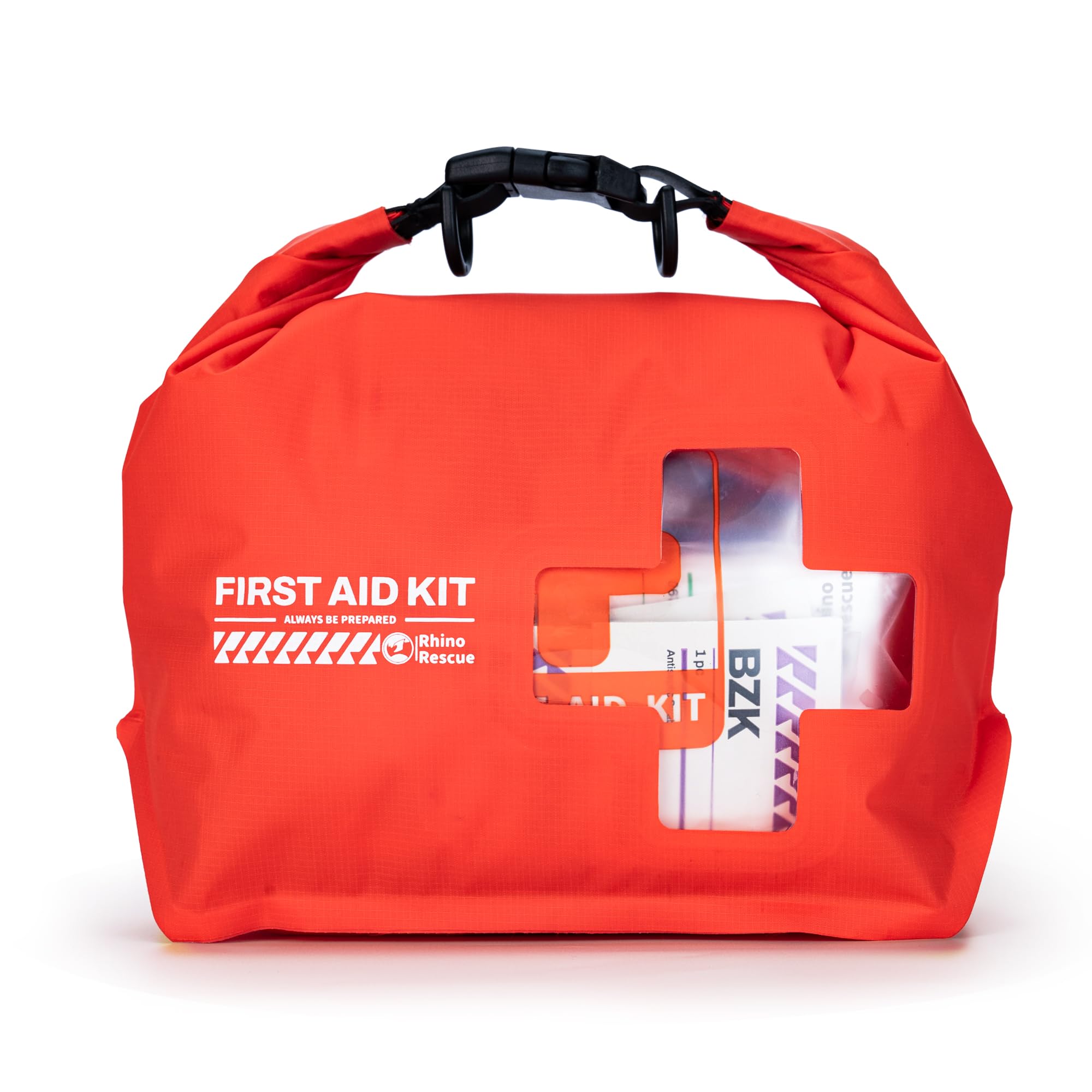 RHINO RESCUE Waterproof Boat First Aid Kit, Lightweight Boat Accessories Dry Bag, Emergency Marine Survival Supplies for Outdoor Kayak, Fishing, Floating, Swimming, Beach & Camping (Red)