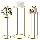 POMINEL Cylinder Stands for Party, 3 Pcs Gold Metal