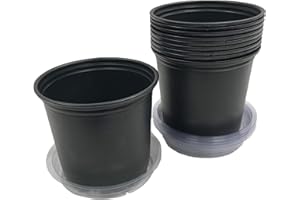 Viagrow VHPP100-10KIT, 1 Gallon Nursery Pots with 8" Saucers, Black