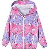 Ghteas Toddler Girls Jacket Lightweight Hooded Windbreaker Kids Water-Resistant Light Rain Jacket Print Outwear 4-10Y