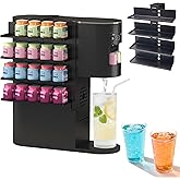 xcivi Flavor Pods Holder for Ninja Thirsti WC1001 Soda Maker, 4-Tier Flavored Storage Rack with Straw Storage, Easy to access, 20-Flavor Storage Holder for Ninja Soda Machine