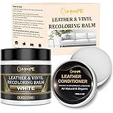 8.8oz Leather Recoloring Balm with 100ml Mink Oil,White Leather Repair Kit for Furniture,Leather Repair Cream,Leather Scratch Repair for Car Interior,Leather Conditioner for Couch