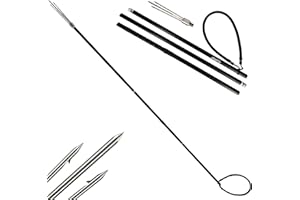 Aquatic Hunt Pro 66' Pole Spear 4-Piece Threaded Aluminum, in-Line 3-Prong SS304 Tip, Stone Shot Center Prong, High-Strength Power Band & Secure M14 O-Ring Connections, Adjustable & Travel-Ready