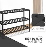 KEPLIN Natural Bamboo Shoe Rack 3 Tier 70x55x25cm Black view 5