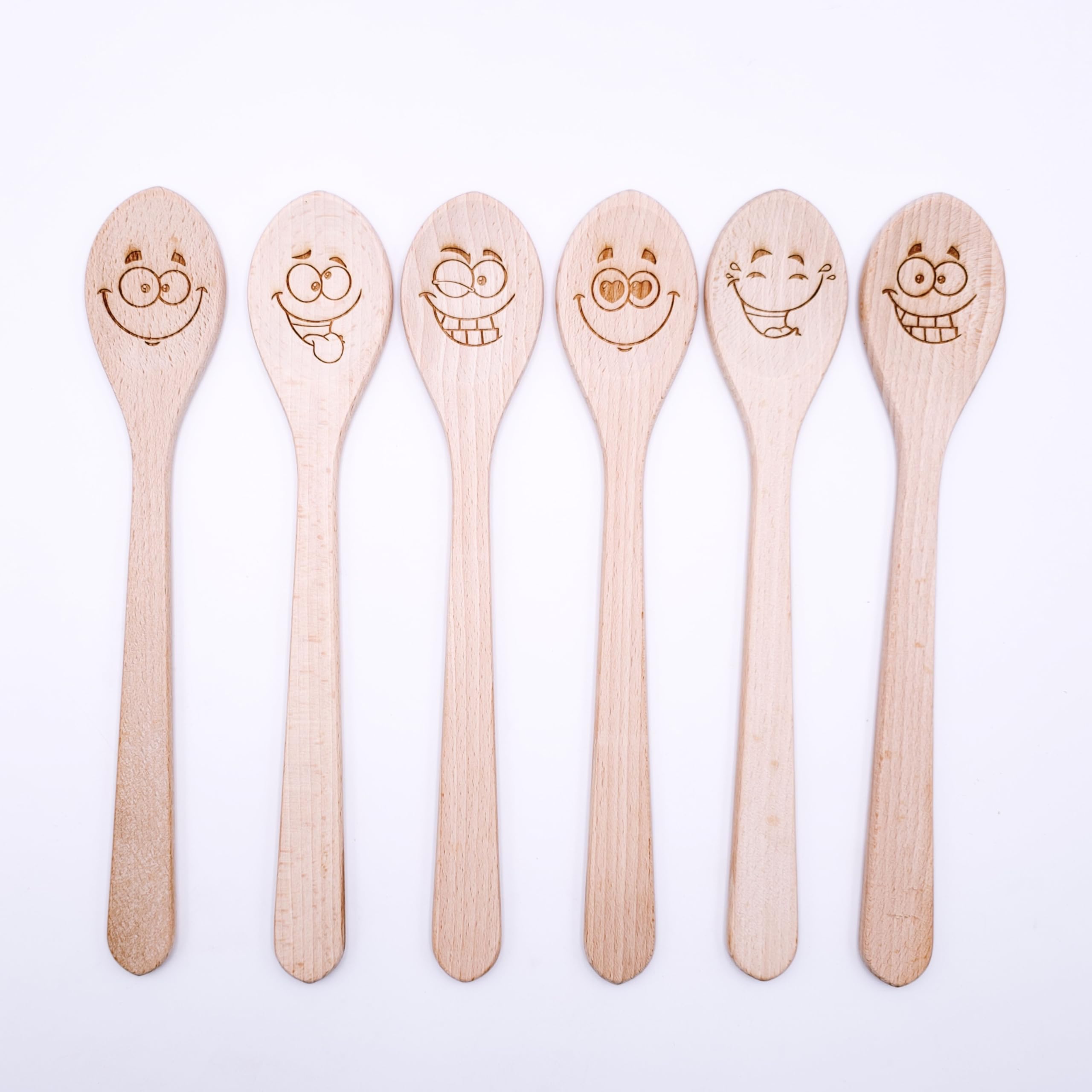 Kitchen Wooden Mixing Spoon Set for Cooking | 6 pcs Wooden Spoons in Beech