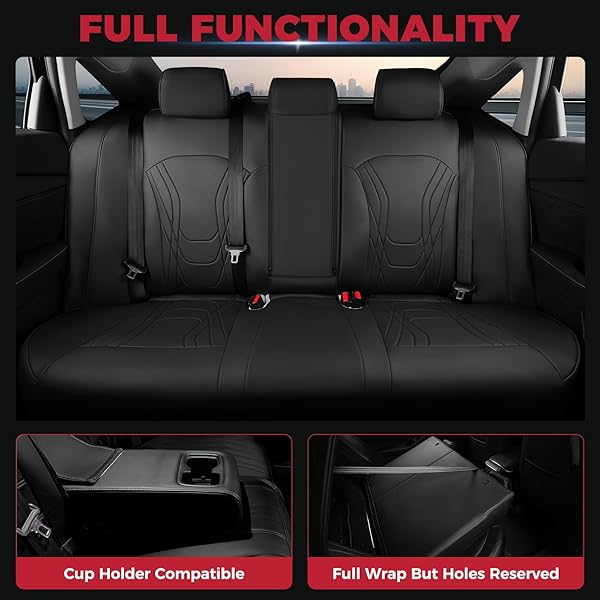 FREESOO FOR HONDA ACCORD SEAT COVERS LX SE SEDAN 2023 2024 2025, CUSTOM FIT CAR SEAT COVERS FULL SET, WATERPROOF LEATHER SEAT COVERS FOR CARS, BLACK