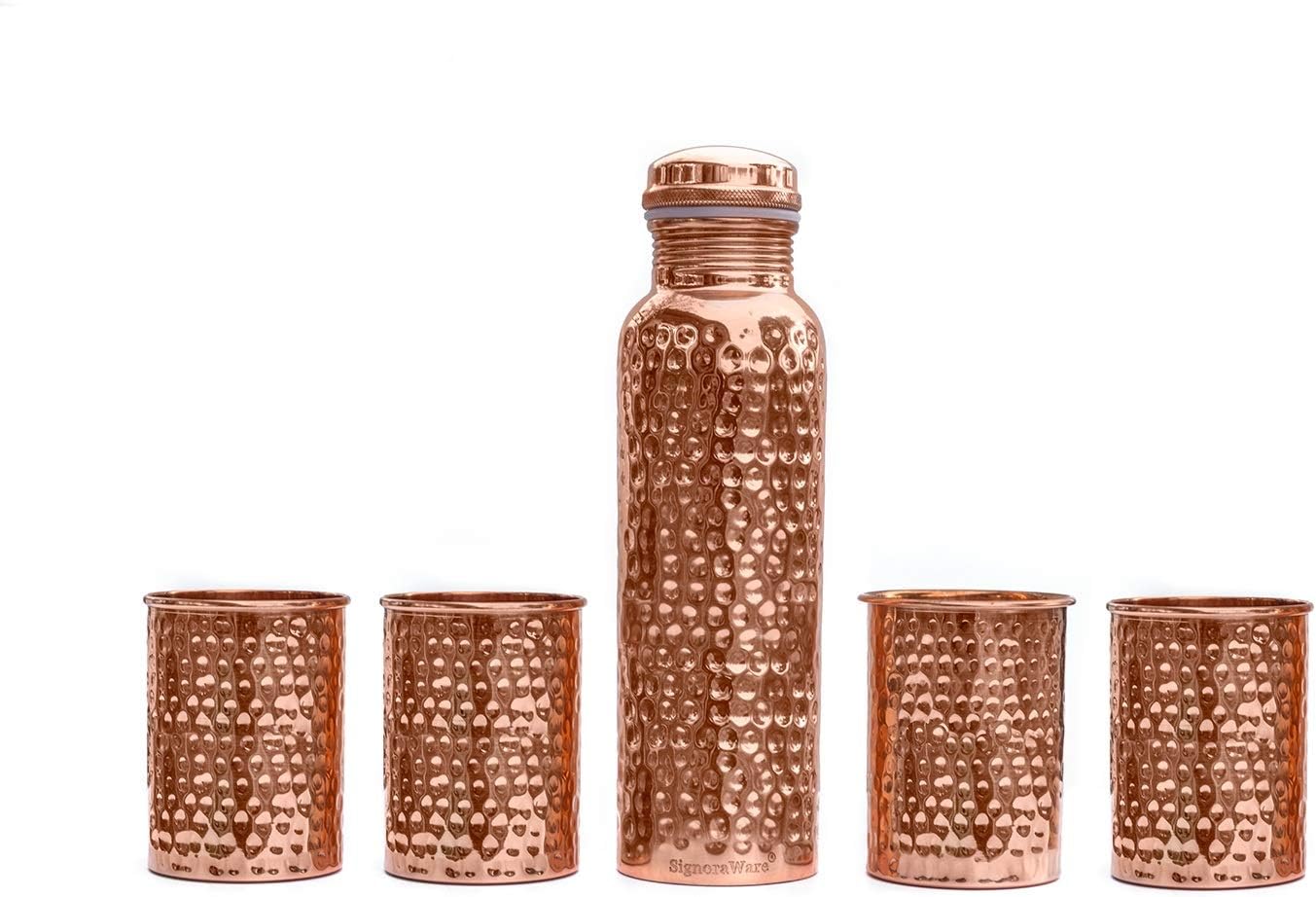 Buy Signoraware Copper Bottle with 4 Glasses (900 ML Bottle + 4 Glass