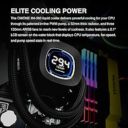 GAMDIAS 360mm CPU Liquid Cooler AIO w/ 2.1" Display