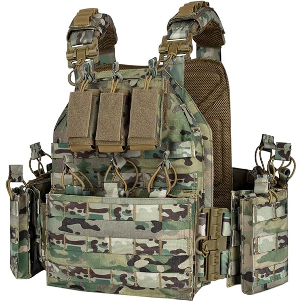 Plate Carrier YAKEDA Tactical Airsoft Vest - Adjustable Outdoor Combat Vest For Adults Lightweight Tactical Gear - View #10