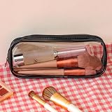 CHEERYMAGIC Clear Pencil Case Large Capacity PVC Zippered Bag Black view 5