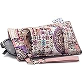 Face Shadow Double Glasses Case Soft Eyeglass Case For Women Men Squeeze Top Sunglasses Case With Cleaning Cloth