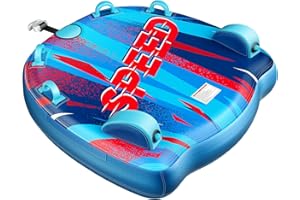 Sunrio 2025 Upgrade Towable Tubes for Boating 1-3 Riders Inflatable Water Sport Towable Tube for Boat Heavy Duty Nylon Cover with Zipper Bolster Fins Safety Air Valve Padded Handle