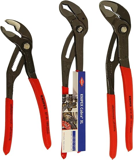Knipex 8701 Pince Multiprise Cobra Pince Cle Sanitaire Tuyau Pince 3 Pieces Set Cle Pince Pour Pompe A Eau 180 Plomberie 300 400 Mm Xl 8701 180 300 400 Amazon Fr Auto Et Moto