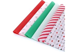 LOADSFUN Christmas Tissue Paper for Gift Bags, 120 Sheets 19.5" x 13.6" Christmas Wrapping Paper, 6 Assorted Design Red Green and White Holiday Tissue Paper for Xmas Gift Boxes (Holly & Colorful Tree)
