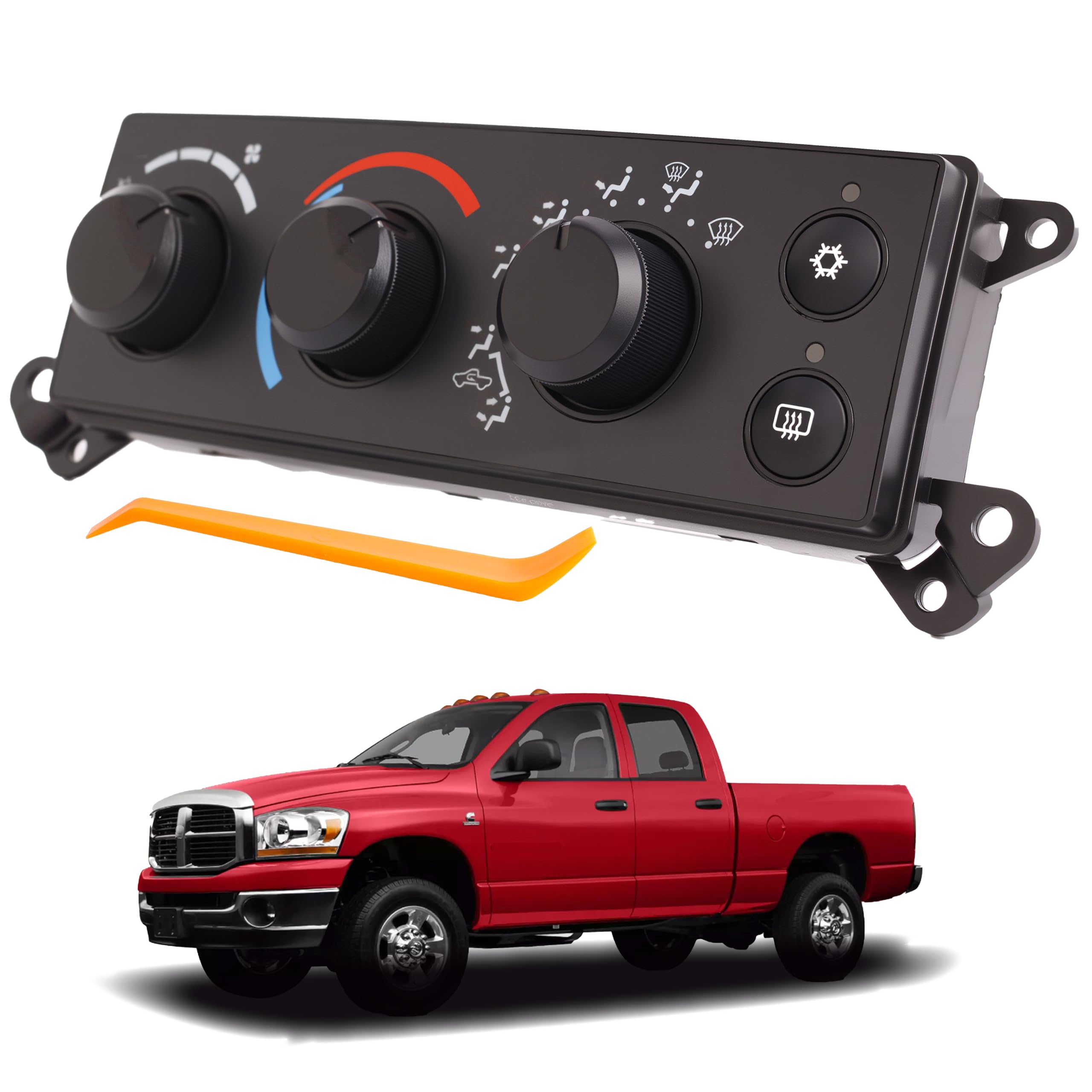 Photo 1 of A/C Climate Control Module Panel Fits for 2006-2008 Dodge Ram 1500 Air Conditioning Heater Control Switch Replaces # P55056569AC, 55057079AB, P55056569AD, 55056569AE