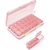Pill Organizer 3X a Day, Large Weekly Pill Box 7 Day 3 Times a Day, Portable Travel Daily Pill Case Container for Medicine, Vitamin, Fish Oil and Supplement Storage Cute Pink