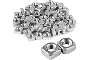 Niooliuk Pack of 100 M6 Square Nuts, 304 Stainless Steel Metric Coarse Thread Assortment Kit