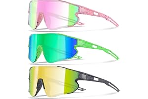 Wapreta 3PACK Kids Sunglasses Youth Baseball Sunglasses for 4-12 Boys Girls Cycling Softball Running UV400 Sports Goggles