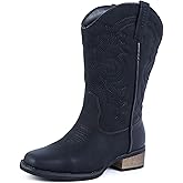 ZOKSOVE Women's Cowboy Western Boots - Square Toe Wide Calf Boots - Low Heels Short Mid Calf Booties Shoes