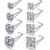 Carperton Nose Rings & Studs - 18g, 20g, 22g 14K Gold Bone Nose Studs for Women in Titanium Steel