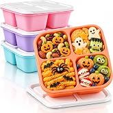 RUENVUE Bento Box Adult Lunch Box- 4 Pack,4 Compartment Snack Containers Reusable Meal Prep Stackable BPA-Free Lunch Containers for Home, Work, Travel (4 Color)