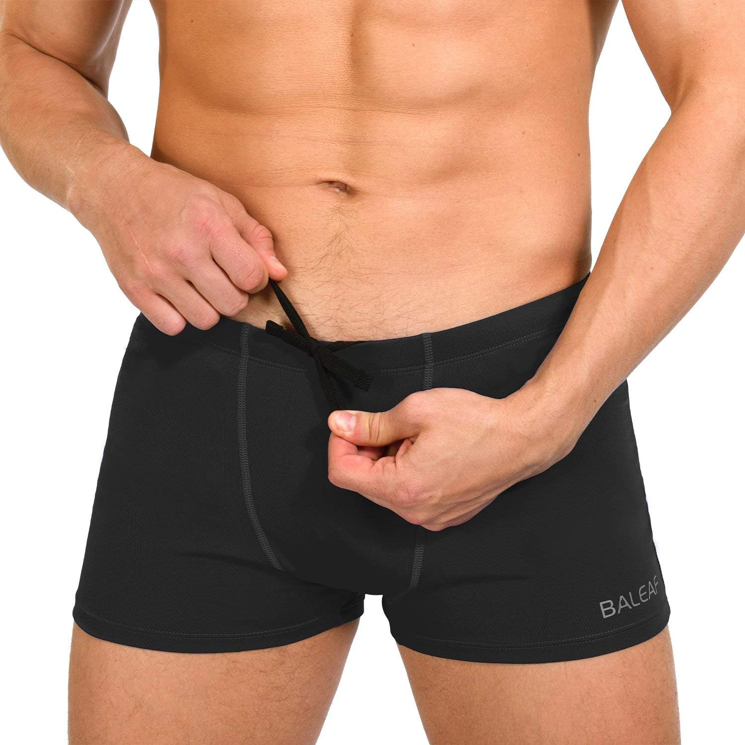 BALEAF Men's Athletic Swim Jammers PBT Durable Square Leg Briefs Training Swimsuit: Clothing
