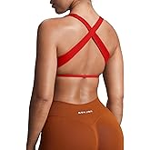 Aoxjox Women's Workout Sports Bras Square Neck Emma Cross Back Fitness Training Gym Bra Yoga Crop Tank