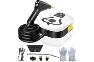 Hombasing 2500W Steam Cleaner for Home Use, 6-level Speed Adjustable Handle, 1.2L Handheld Car Steam Cleaner for Home Car Kitchen Furniture Floor, High Pressure Steam Machine with 4 Brush Heads White